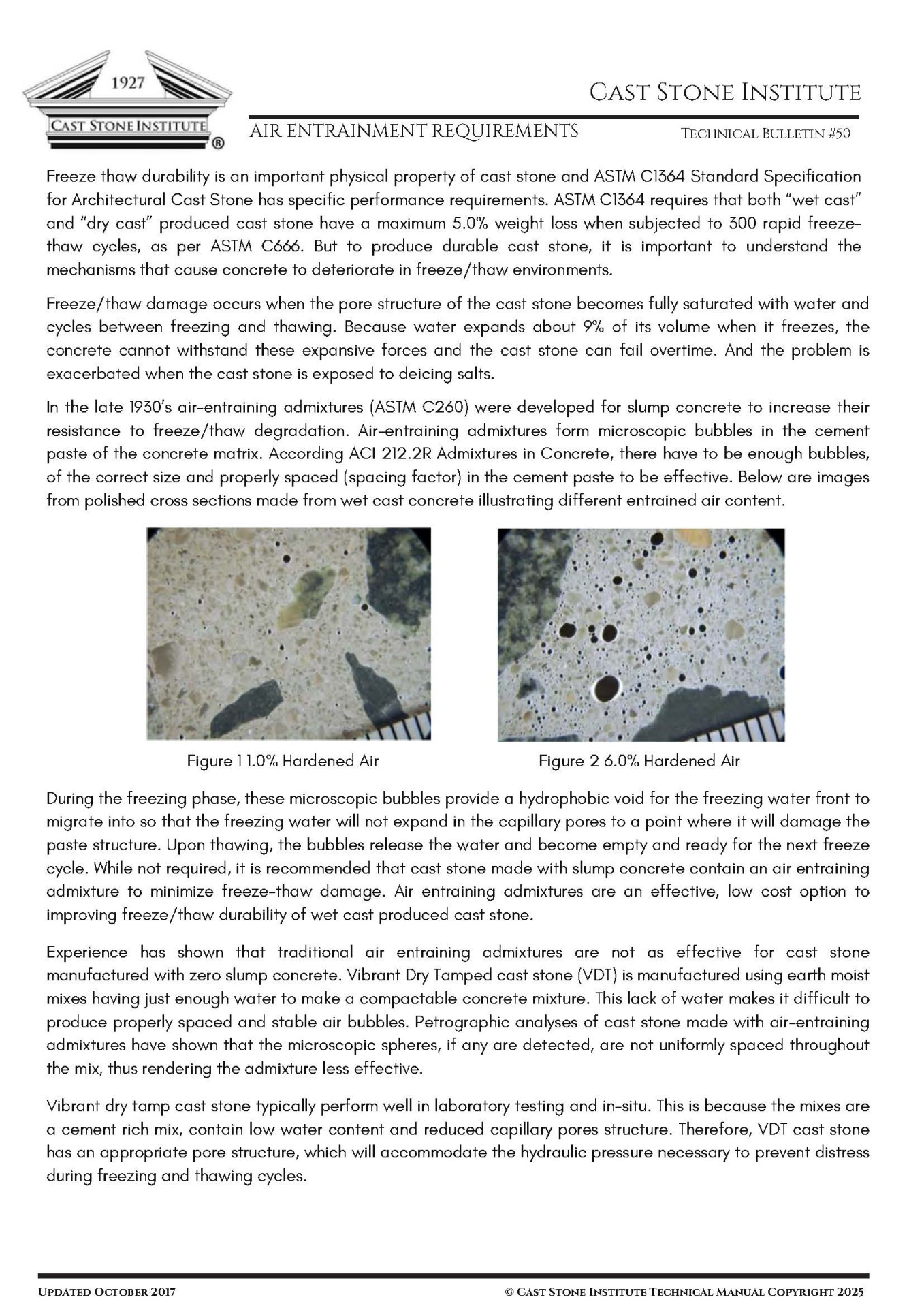 Air Entrainment Requirements Technical Bulletin #50