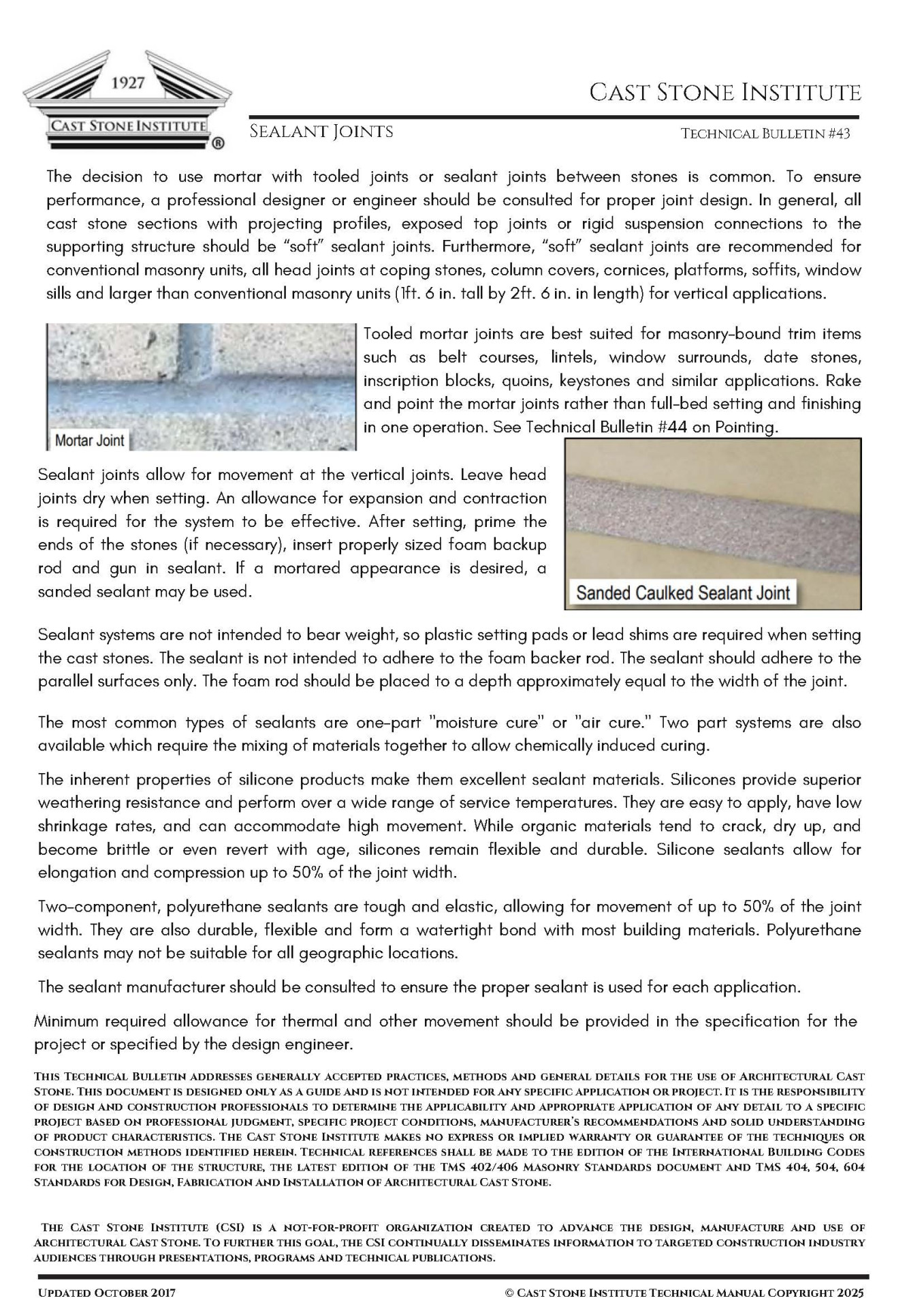 Sealant Joints Technical Bulletin #43 