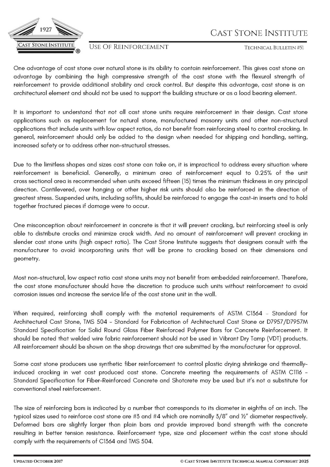 Use Of Reinforcement Technical Bulletin #51